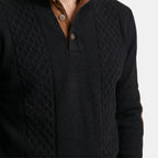 Men’s Cable Knit Sweater with Stand Collar Winter Pullover SnugBubs Australia