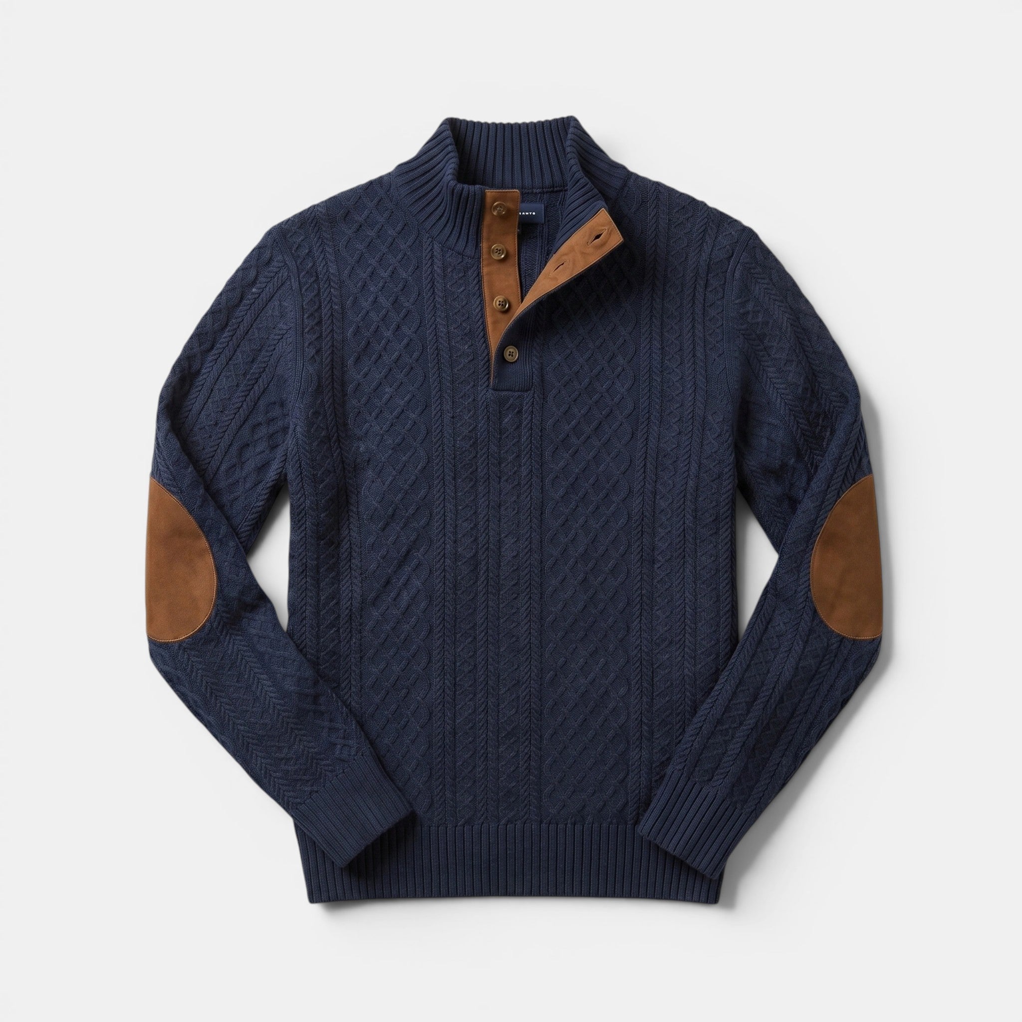 Men’s Cable Knit Sweater with Stand Collar Winter Pullover SnugBubs Australia