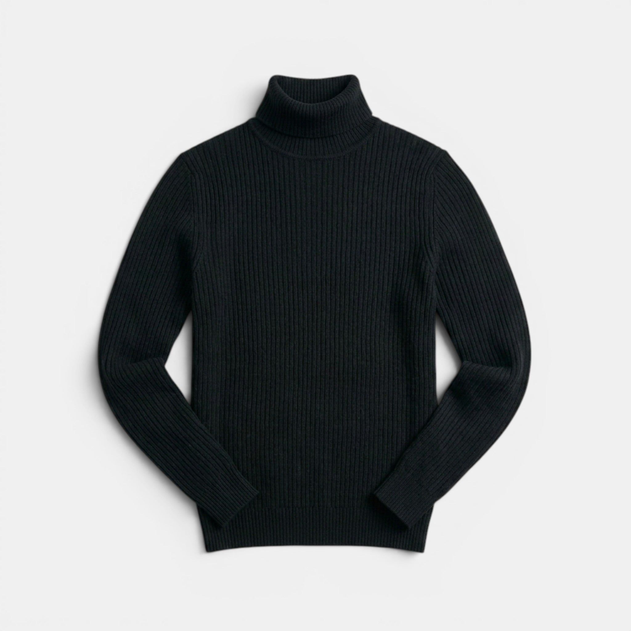 Men’s Cable Knit Turtleneck Sweater Black Slim Fit Pullover SnugBubs Australia