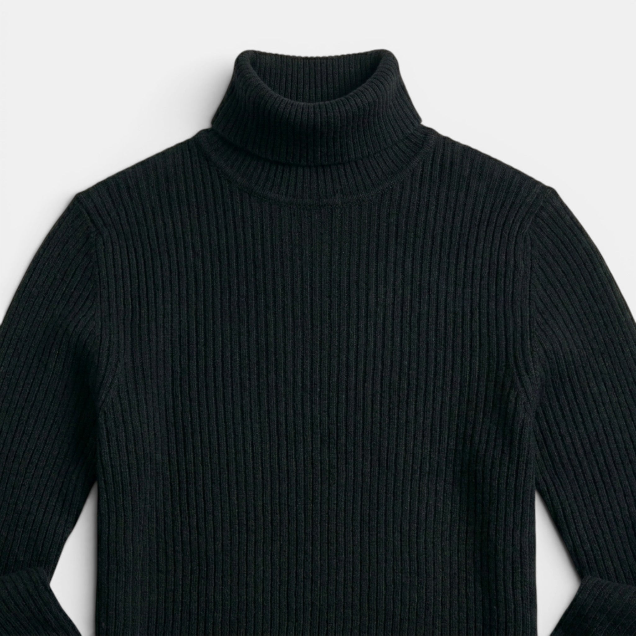 Men’s Cable Knit Turtleneck Sweater Black Slim Fit Pullover SnugBubs Australia