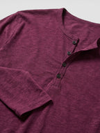 Men’s Cotton Henley Shirt Slim Fit Long Sleeve SnugBubs Australia