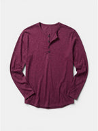 Men’s Cotton Henley Shirt Slim Fit Long Sleeve SnugBubs Australia