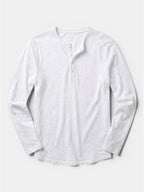 Men’s Cotton Henley Shirt Slim Fit Long Sleeve SnugBubs Australia