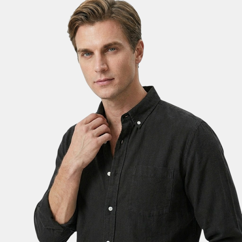 Men’s Cotton Linen Shirt Long Sleeve Casual Button-Up SnugBubs Australia