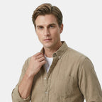 Men’s Cotton Linen Shirt Long Sleeve Casual Button-Up SnugBubs Australia