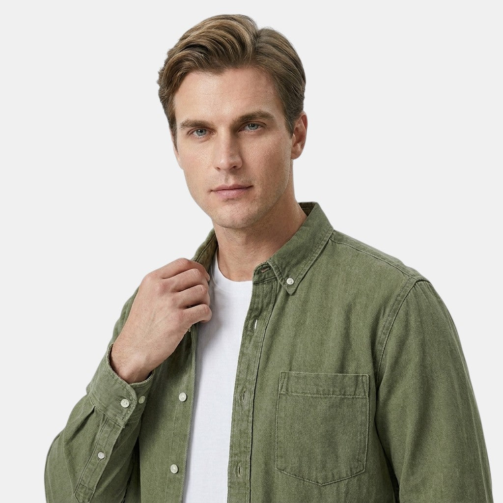 Men’s Cotton Linen Shirt Long Sleeve Casual Button-Up SnugBubs Australia