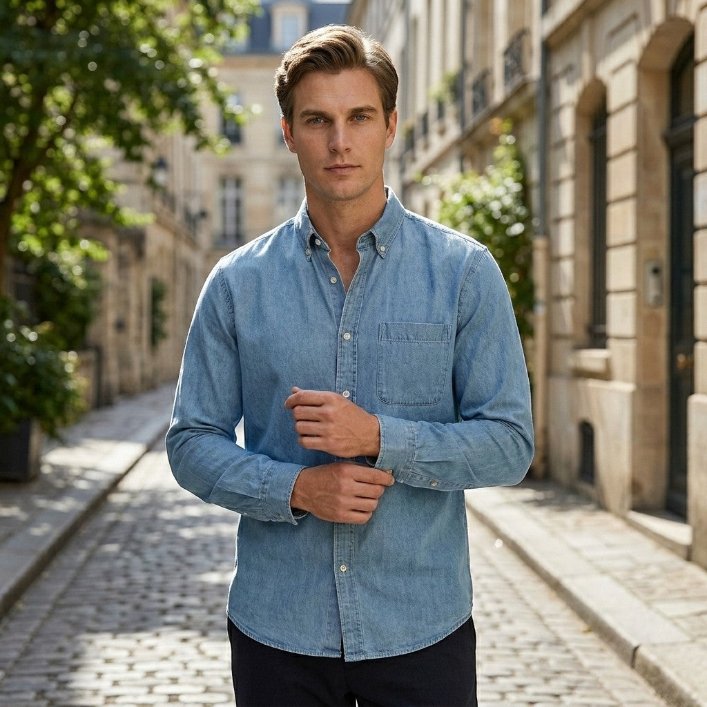 Men’s Cotton Linen Shirt Long Sleeve Casual Button-Up SnugBubs Australia