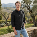 Men’s Cotton Linen Shirt Long Sleeve Casual Button-Up SnugBubs Australia