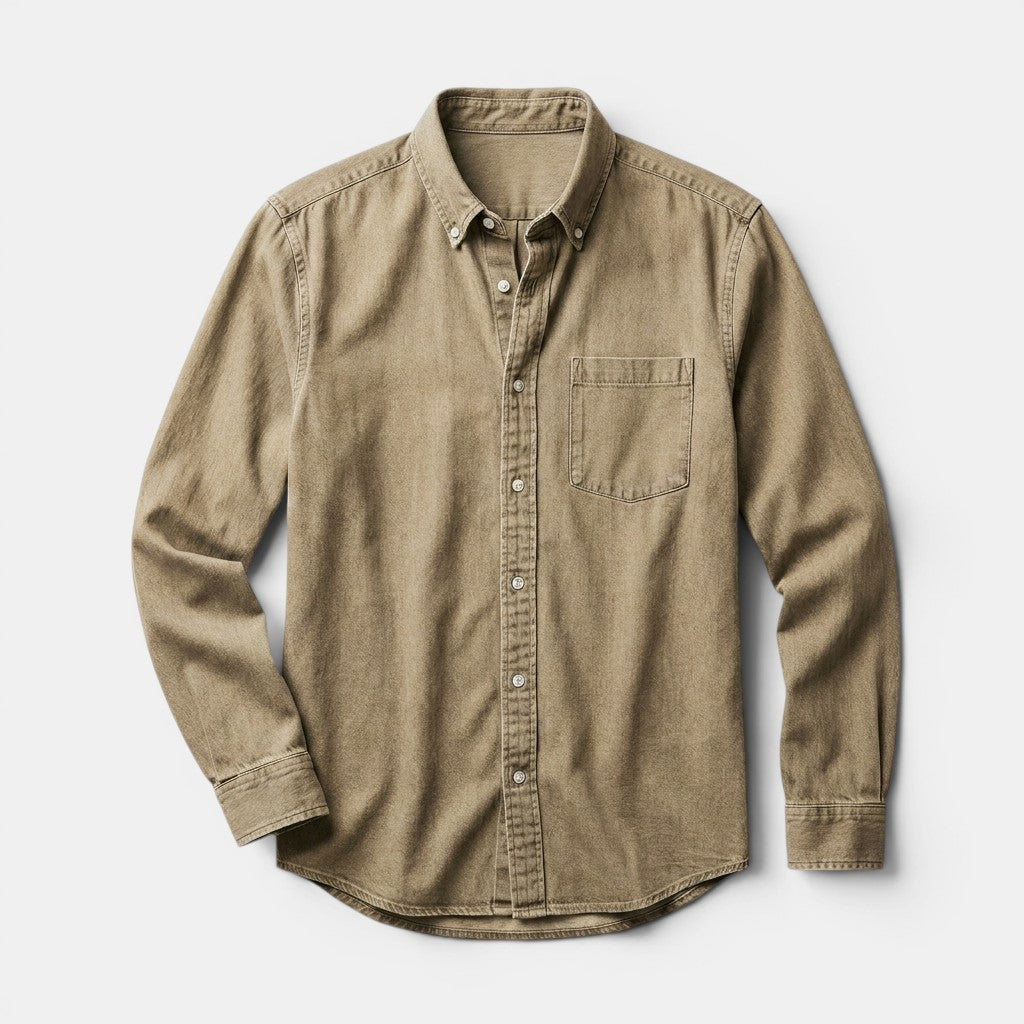 Men’s Cotton Linen Shirt Long Sleeve Casual Button-Up SnugBubs Australia