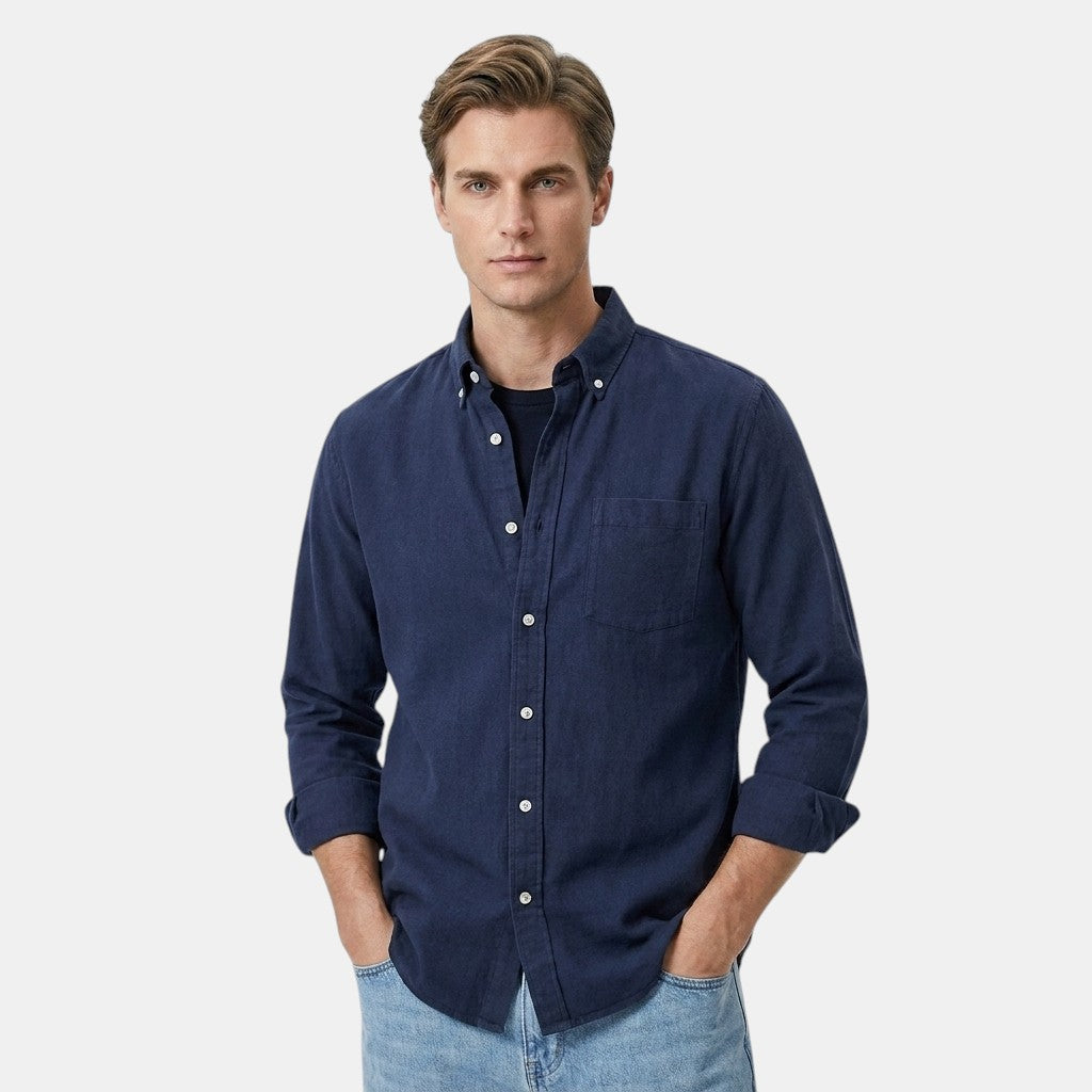 Men’s Cotton Linen Shirt Long Sleeve Casual Button-Up SnugBubs Australia