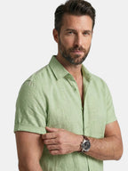 Men’s Cotton Linen Summer Shirt Lightweight Short Sleeve SnugBubs Australia