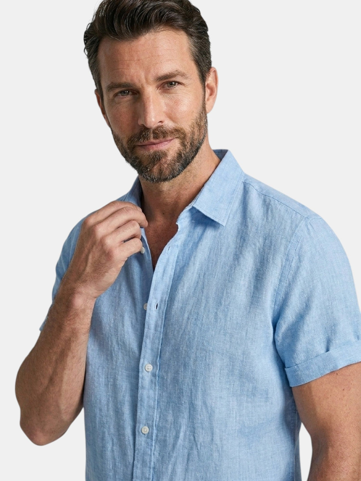 Men’s Cotton Linen Summer Shirt Lightweight Short Sleeve SnugBubs Australia