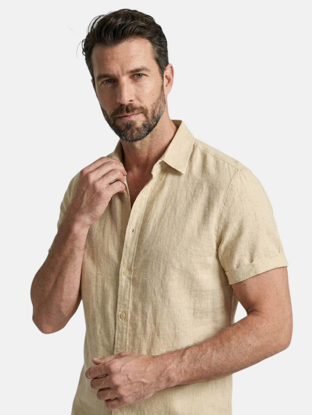 Men’s Cotton Linen Summer Shirt Lightweight Short Sleeve SnugBubs Australia