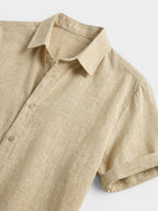 Men’s Cotton Linen Summer Shirt Lightweight Short Sleeve SnugBubs Australia