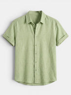 Men’s Cotton Linen Summer Shirt Lightweight Short Sleeve SnugBubs Australia
