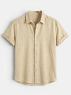 Men’s Cotton Linen Summer Shirt Lightweight Short Sleeve SnugBubs Australia