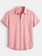 Men’s Cotton Linen Summer Shirt Lightweight Short Sleeve SnugBubs Australia