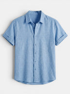Men’s Cotton Linen Summer Shirt Lightweight Short Sleeve SnugBubs Australia