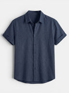 Men’s Cotton Linen Summer Shirt Lightweight Short Sleeve SnugBubs Australia