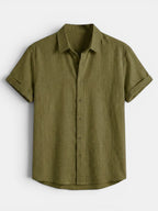 Men’s Cotton Linen Summer Shirt Lightweight Short Sleeve SnugBubs Australia