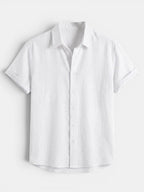 Men’s Cotton Linen Summer Shirt Lightweight Short Sleeve SnugBubs Australia
