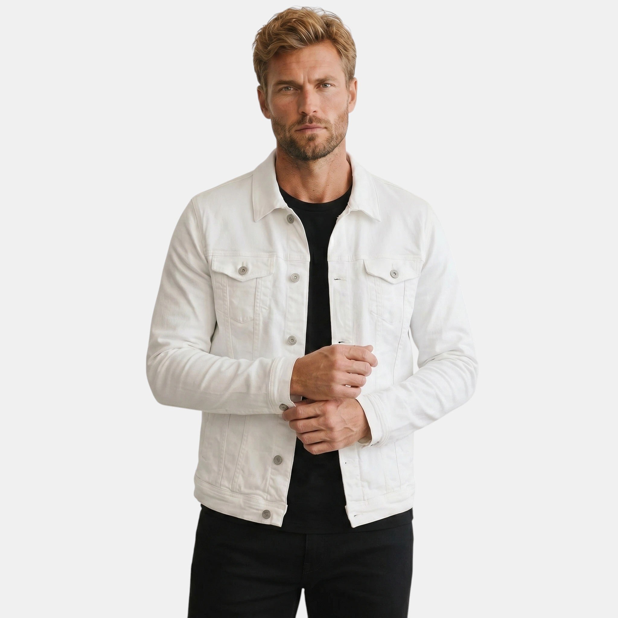 Men’s Denim Jacket Slim Fit Casual Cotton Trucker Jacket SnugBubs Australia