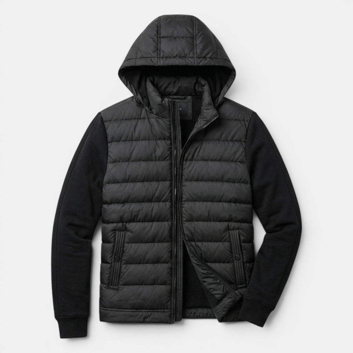 Men’s Hybrid Puffer Jacket Lightweight Hooded Winter Coat SnugBubs Australia