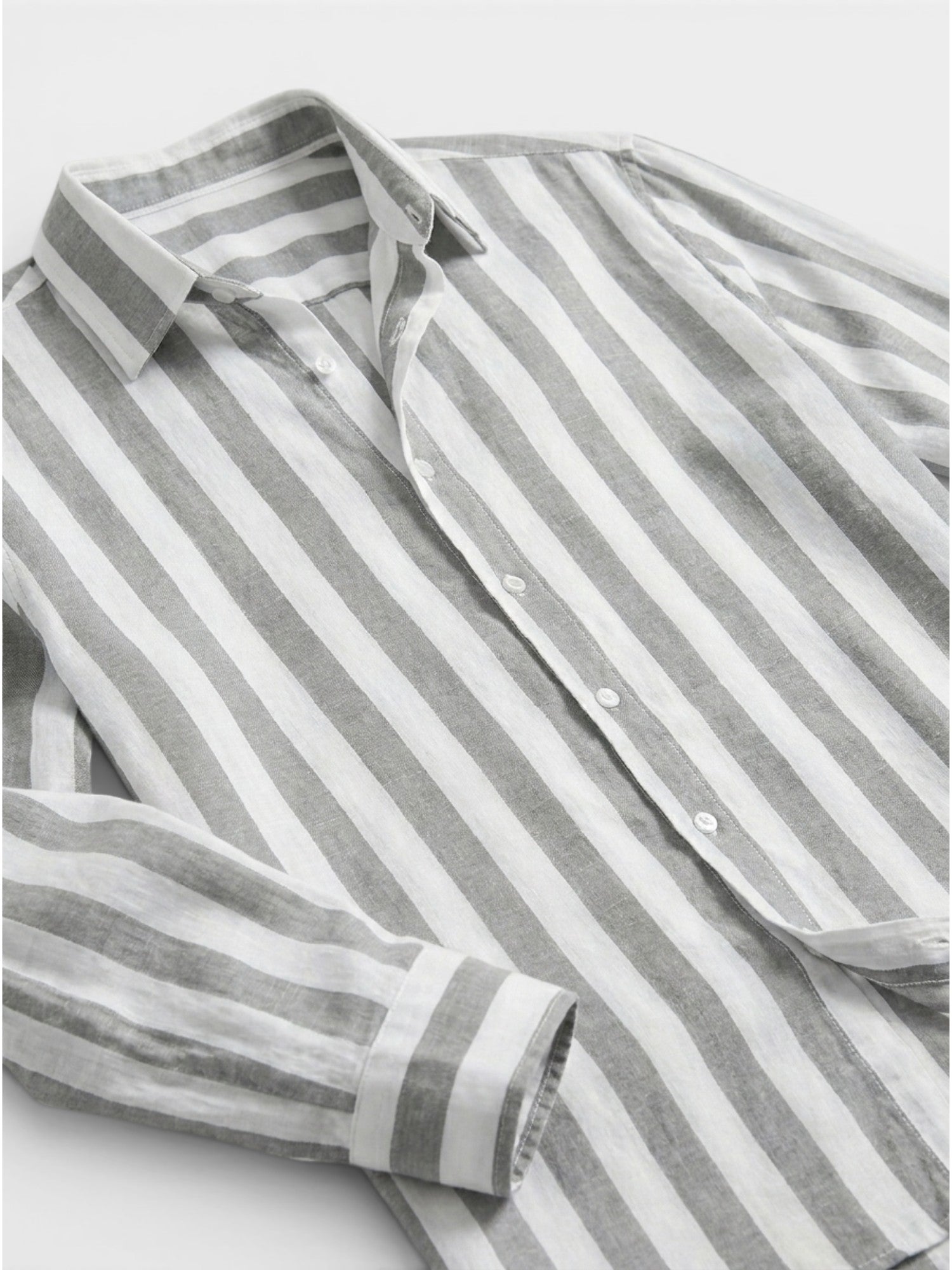 Men’s Linen Blend Striped Shirt Relaxed Summer Fit SnugBubs Australia
