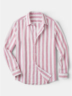 Men’s Linen Blend Striped Shirt Relaxed Summer Fit SnugBubs Australia