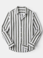 Men’s Linen Blend Striped Shirt Relaxed Summer Fit SnugBubs Australia