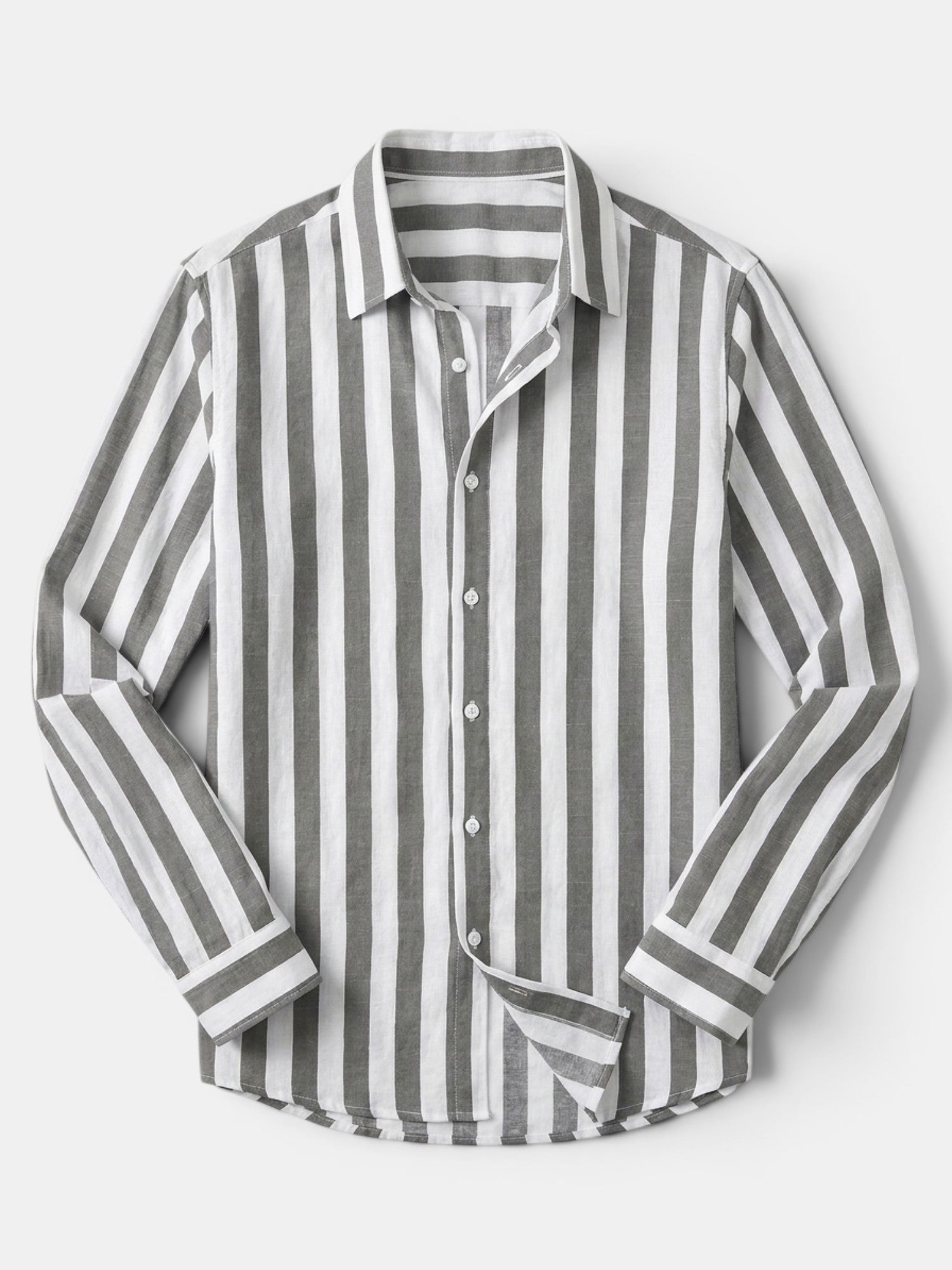 Men’s Linen Blend Striped Shirt Relaxed Summer Fit SnugBubs Australia