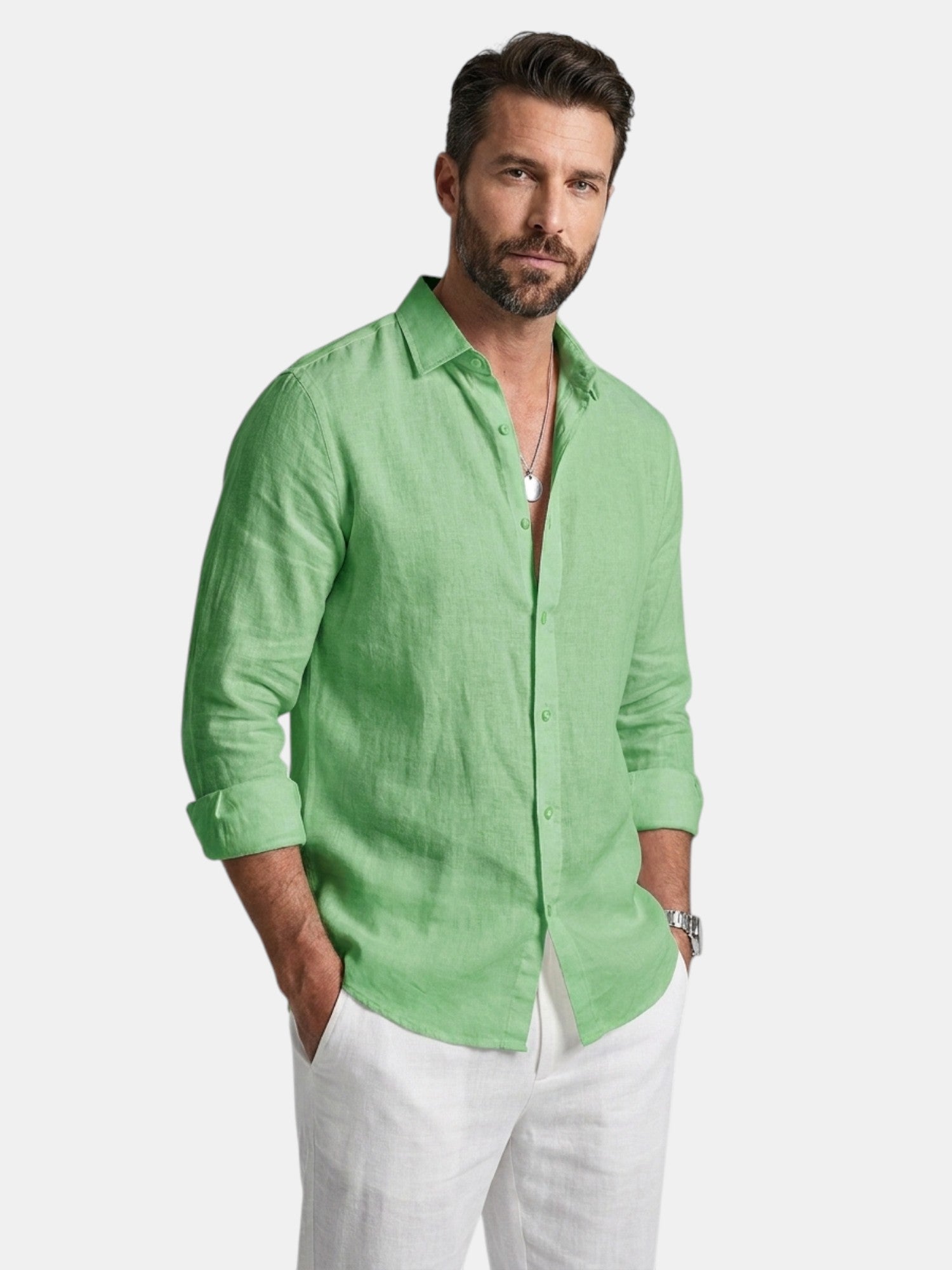 Men’s Linen Button Up Shirt Lightweight Summer Fit SnugBubs Australia