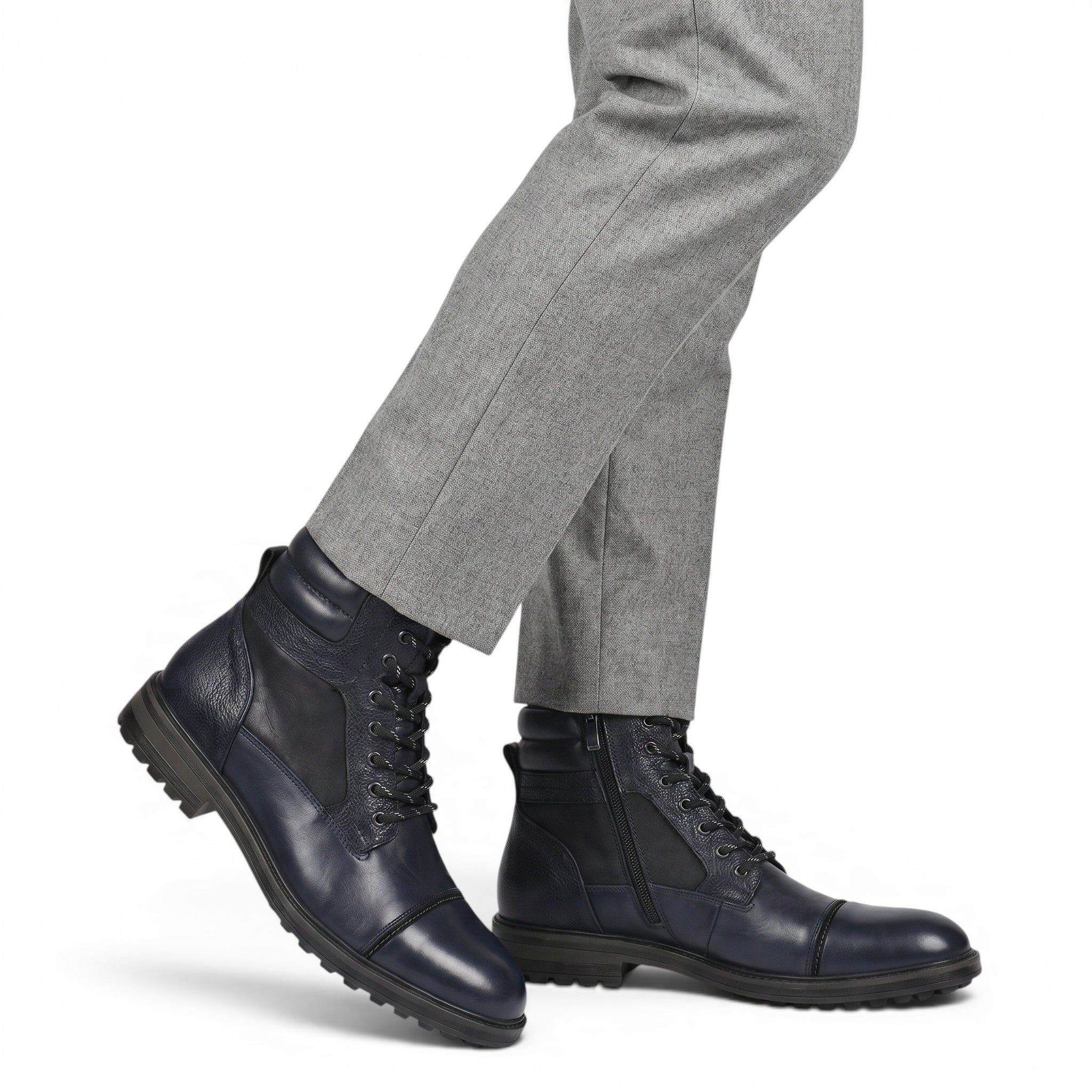 Men's Boots with Side Zipper and Lace-Up Design SnugBubs Australia