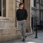 Men's Cargo Jeans with Slim Leg and Multi Pocket Design
