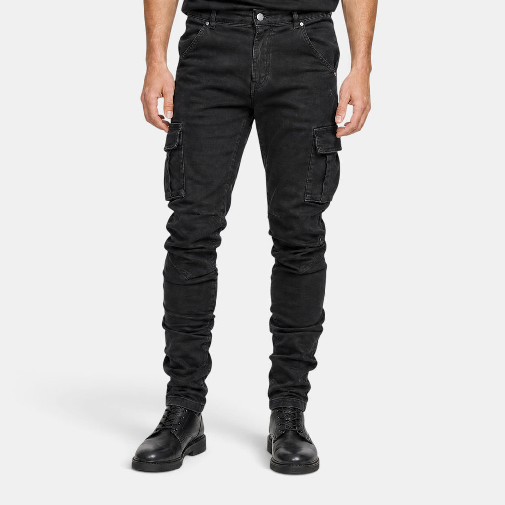 Men's Cargo Jeans with Slim Leg and Multi Pocket Design