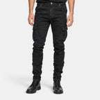 Men's Cargo Jeans with Slim Leg and Multi Pocket Design