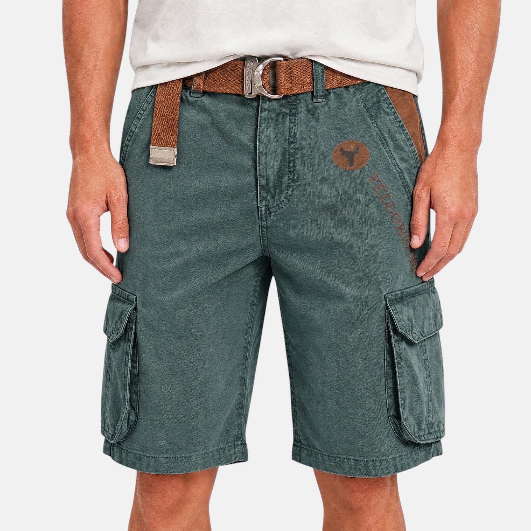 Men's Cargo Shorts with Multiple Pockets and Belt Loops