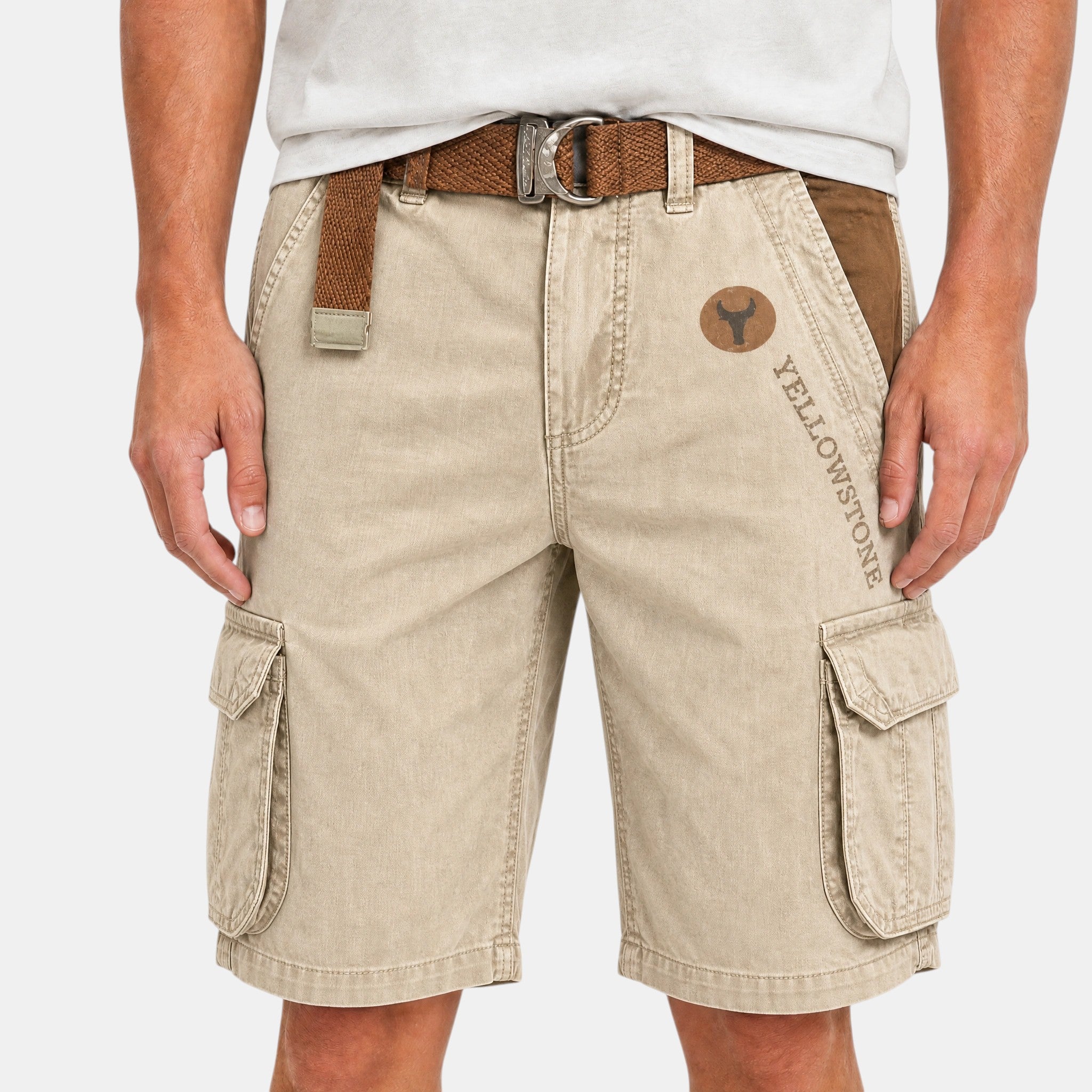 Men's Cargo Shorts with Multiple Pockets and Belt Loops