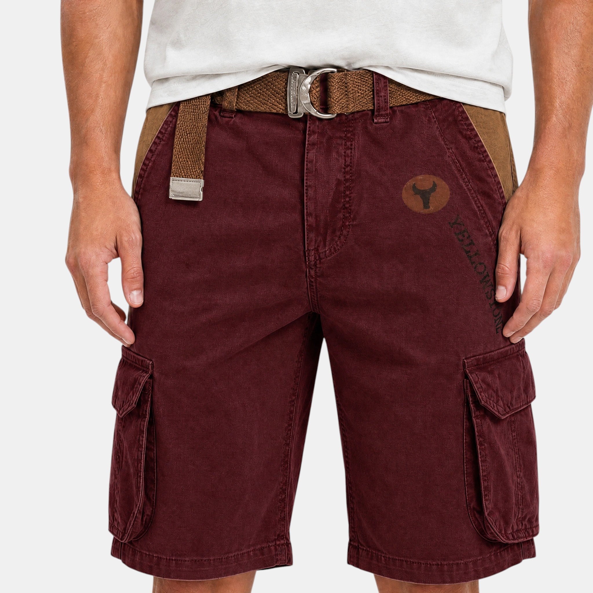 Men's Cargo Shorts with Multiple Pockets and Belt Loops