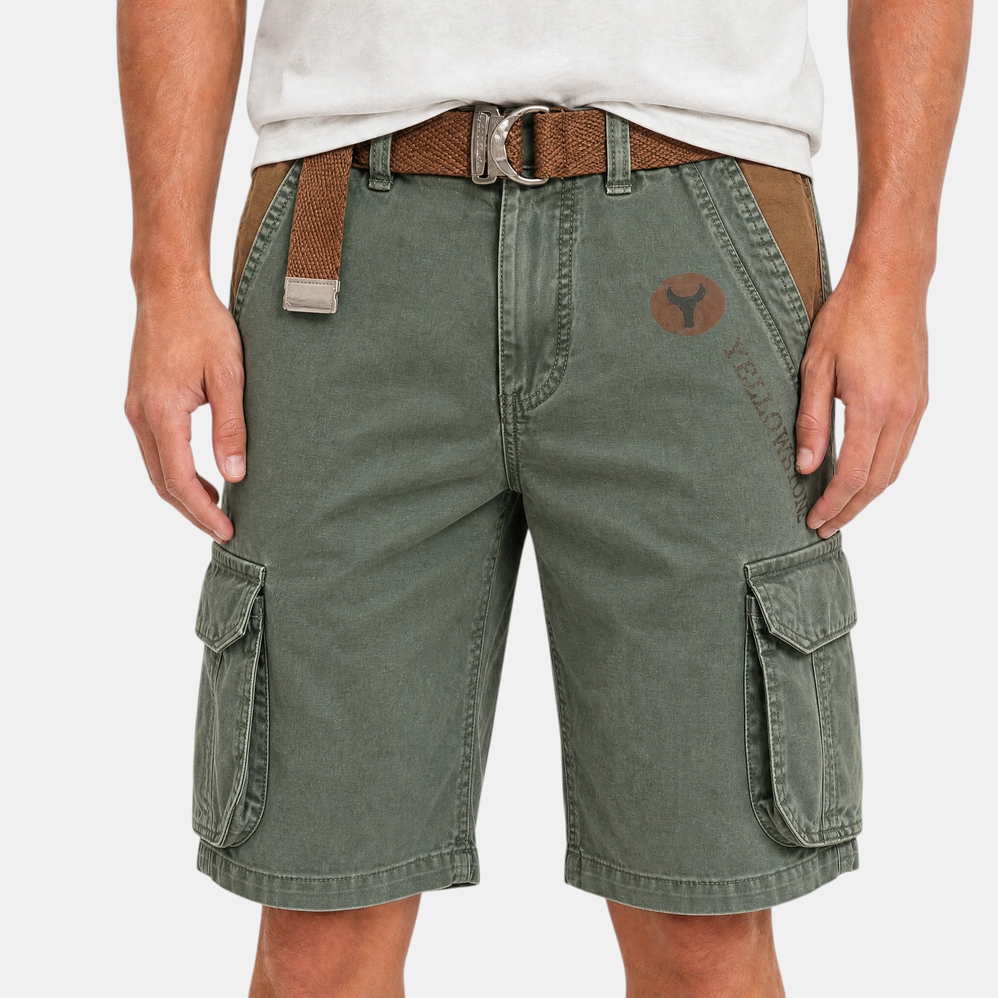 Men's Cargo Shorts with Multiple Pockets and Belt Loops
