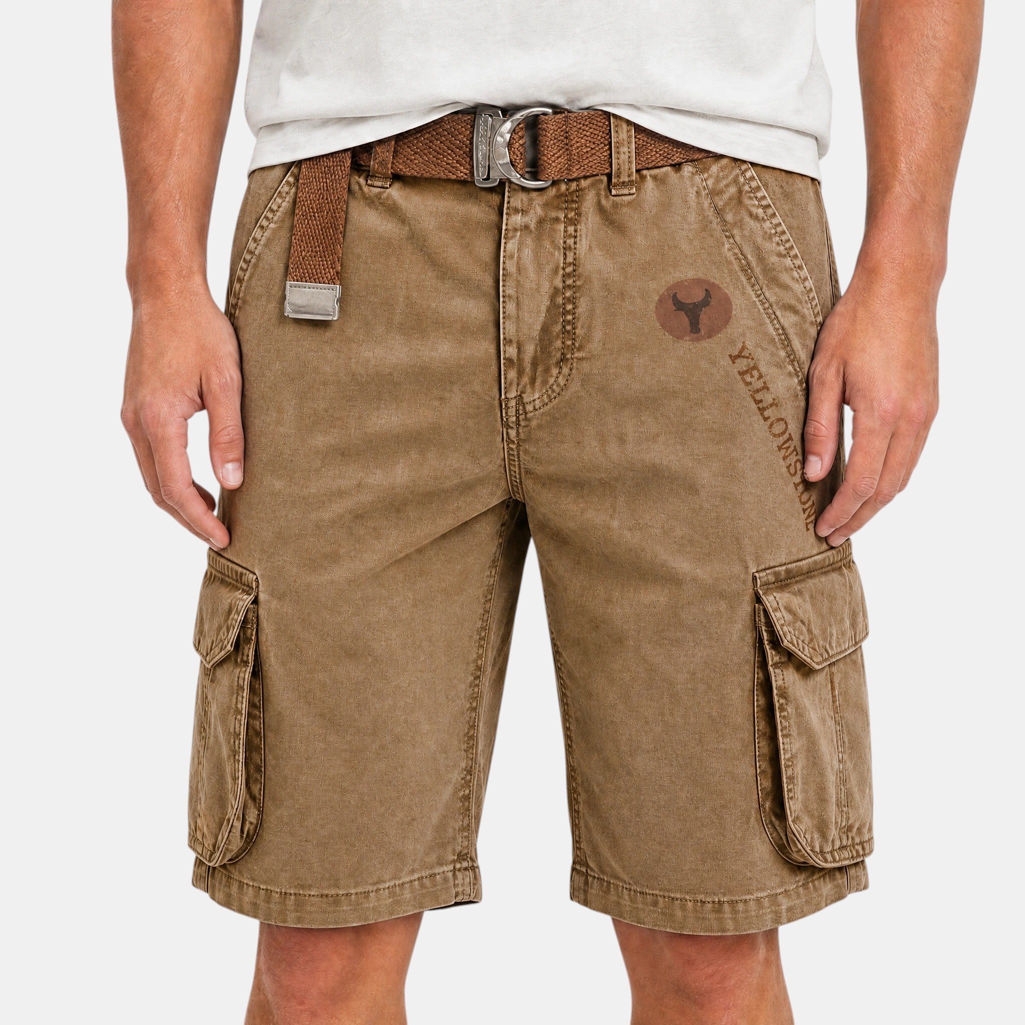 Men's Cargo Shorts with Multiple Pockets and Belt Loops