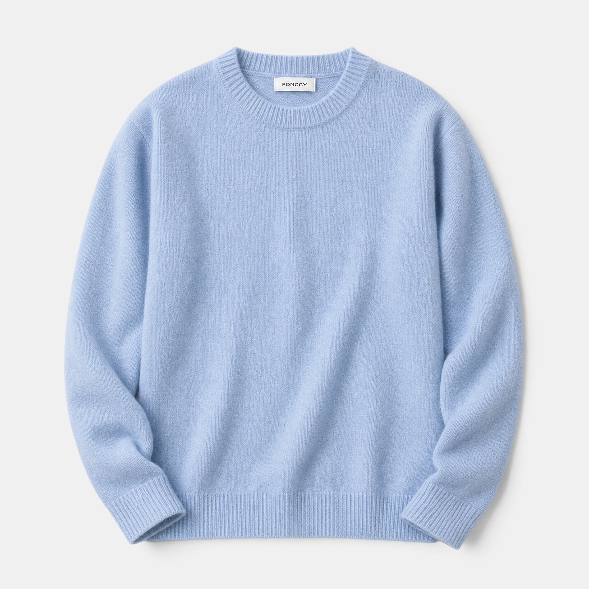 Men's Crew Neck Jumper with Ribbed Cuffs and Hem