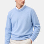 Men's Crew Neck Jumper with Ribbed Cuffs and Hem