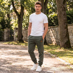 Men's Jogger Trousers with Drawstring Waist and Cuffed Legs