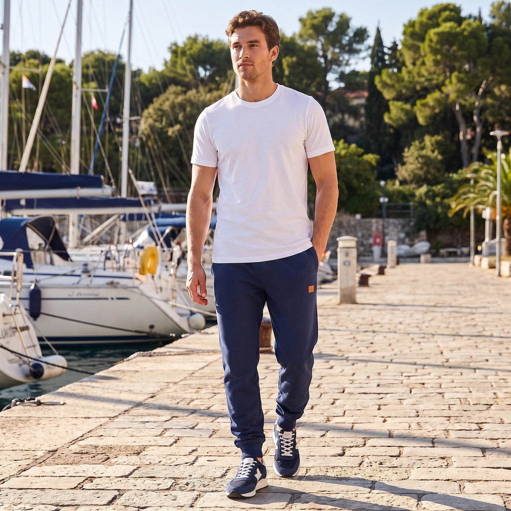 Men's Jogger Trousers with Drawstring Waist and Cuffed Legs