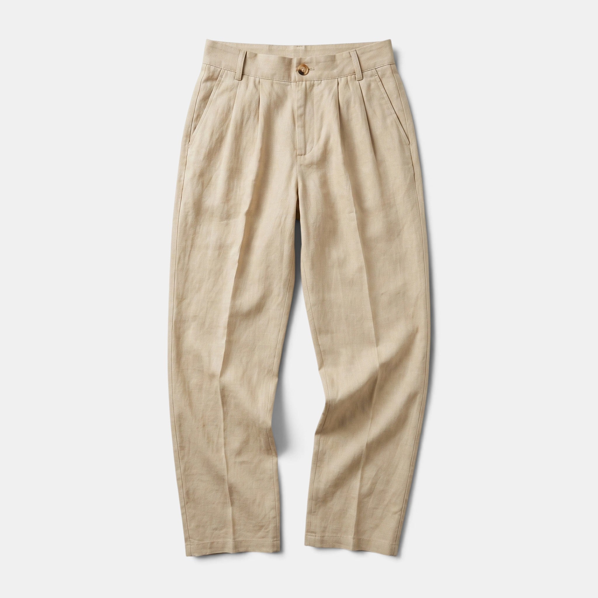 Men's Pleated Trousers with Belt Loops and Side Pockets