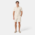 Men's Polo Shirt and Shorts Set with Zip Collar and Drawstring Waist