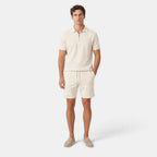 Men's Polo Shirt and Shorts Set with Zip Collar and Drawstring Waist