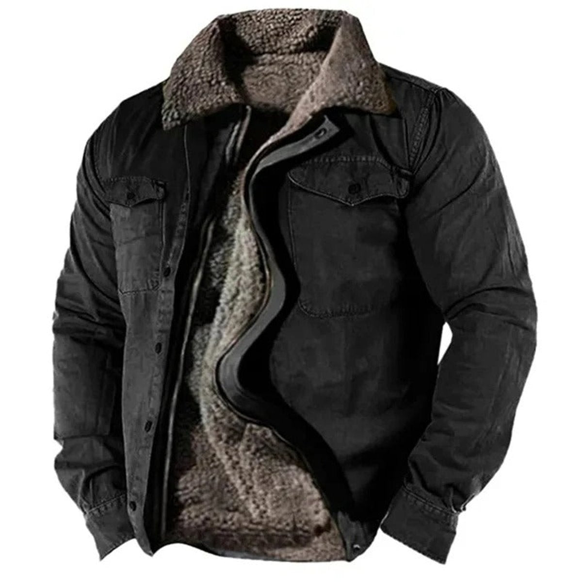 Men's Sherpa-Lined Western Style Snap-Front Cardigan Jacket