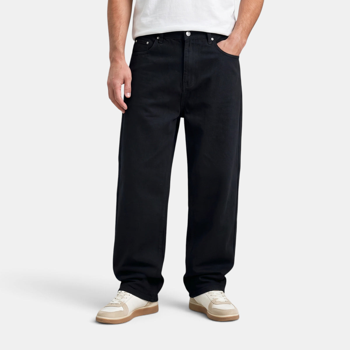 Men's Straight Leg Jeans with Belt Loops and Five Pocket Design
